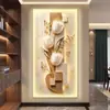 Pintura Decorativa Moderna de Hall de Entrada de Luxo Leve com Iluminação LED Sensação de Alto Padrão Corredor Hall Sala de Estar Pintura de Parede Mural Diretamente em Frente à Porta