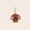 Tela de Visón Europeo Conejo Floral Pastoral Genuino Colgante de Peluche Conejito de Orejas Caídas Llavero de Bolso Colgante Pequeño