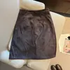 Tiro real Vintage Old Money Gamuza Felpa Bordado Falda de Línea A Mujer Otoño Cintura Alta Adelgazante Temperamento de Oficina Falda de Longitud Media