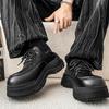 Zapatos Casuales de Cuero sin Cordones de Nuevo Estilo Otoñal para Hombre, Zapatos para Hombre de Suela Gruesa que Aumentan la Altura, Zapatos Derby de Punta Ancha Estilo Británico