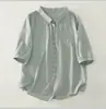 Camisa de algodón de manga corta, holgada y cómoda, para mujer, top de moda de verano de un solo botón, adelgazante y transpirable