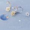 Aretes de plata s925 para mujer estilo coreano pequeños Flor de cinco pétalos calada dulce cortos Gancho para la oreja Aretes elegantes G1943
