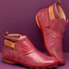 Estación independiente 2019 otoño e invierno nuevos zapatos de mujer vintage hechos a mano de cuero PU moda velcro planos botines cortos talla grande de mujer