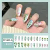 Venda Quente Transfronteiriça Unhas Vestíveis Manicure de Flores Pastorais Frescas Unhas de Dedo do Pé Azuis Borradas Pontiagudas Longas Unhas Postiças Atacado