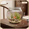 Aquário Redondo Pequeno, Tanque Paisagístico de Mesa para Sala de Estar Pequena, Tanque Ecológico de Criação de Peixes de Plástico de Peça Única Anti-Queda Imitação de Vidro
