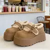 Nuevos Zapatos Birkenstock para Mujer Estilo Otoño e Invierno con Lindo Diseño de Moño, Suela Gruesa, que Aumentan la Altura, Forrados de Felpa, Cálidos y Peludos, Adecuados para Personas Bajitas