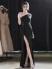 Vestido de Noche Negro para Mujer 2026 Estilo Nuevo Gama Alta Lujo Nicho Elegante Socialité Fiesta Vestido Sirena Brillante