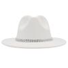 Sombrero de fieltro de lana multicolor para hombre y mujer, sombrero de copa de jazz, estilo europeo y americano, con cadena de moda transfronteriza de otoño e invierno.
