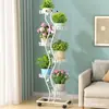 Estilo Europeo Hierro Forjado Multicapa Interior con Ruedas de Pie Rábano Verde Estante para Flores Sala de Estar Almacenamiento Balcón Suculenta Estante para Flores del Hogar
