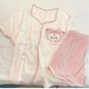Pijamas transfronterizos para mujer de verano, pantalones cortos de manga corta, bordado de perro Yugui, lazo, niña linda, holgado, traje para estar en casa