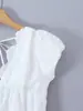 Moda Feminina Europeia e Americana Transfronteiriça Outono 2025 Novo Top Jacquard 3D com Zíper nas Costas e Mangas Bufantes Decote V