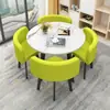 Mesa de jantar retrátil para apartamento pequeno, casa, loja, combinação de mesa e cadeira para negociação e mesa redonda para recepção
