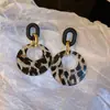 Brincos Europeus e Americanos Transfronteiriços Estampa de Leopardo Exagerados Distintivos Resina Grandes Brincos Retrô Atmosféricos Geométricos Elegantes