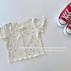 Camiseta de Manga Corta de Primavera para Niñas 2026 Nuevo Estilo Camiseta Infantil de Lunares con Lazo Camiseta Base Corta Superior Moda y Versátil
