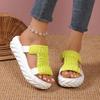 Transfronterizo Nuevo talla grande Suela gruesa Ligeras Pantuflas tejidas Zapatos de mujer Nuevo Europeo y americano Casual Lana Punta redonda Sandalias romanas