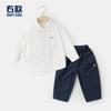 Conjunto de Outono para Meninos Estilo Academia Europeia Roupa Infantil para Bebês Camisa de Manga Comprida Calça Longa Roupas Infantis Camisa de Bebê Calça Casual Meninos