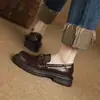 2026 Nuevos Mocasines Casuales de Suela Gruesa de Camelia para Mujer, Zapatos de Cuero Estilo Británico para Primavera y Otoño, Zapatos de Vestir Individuales para Mujer, Talla Grande, Transfronterizos