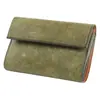 Carteira Personalizada de Couro Japonês Tanning Vegetal Rakuten, Porta-Moedas Vintage com Botão de Pressão, Carteira Multifuncional de Couro Genuíno para Homens