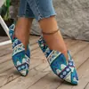 Zapatos de Comercio Exterior de Talla Grande de Una Sola Capa para Mujer 2023 Primavera Nuevo Europeo y Americano Estampado Combinación de Colores Bajos Slip-on Transfronterizos de Tela Zapatos de Mujer