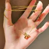 Collar con Colgante Minimalista Transfronterizo, Joyería de Citrino con Diamantes, Cadena para Clavícula para Mujer, Diseño de Abejita