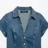 Camisa de Mezclilla Elegante Ajustada a la Moda Europea y Americana Transfronteriza para Mujer 2026 0695260