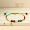 Pulseira de Corda Colorida do Festival do Barco-Dragão, Pulseira com Borla de Zongzi Pequeno Tecida à Mão, Ornamento de Mão de Corda Vermelha de Cinco Cores da Sorte para Crianças
