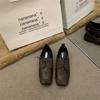 2026 Nuevos Mocasines Planos de Cuadrado Negro Estilo Coreano, Ultra Suaves y Cómodos para Mujer, Zapatos de Cuero con Cordones Versátiles y Elegantes