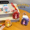 Chaveiro de menina de desenho animado moderno e descolada com cabelo cacheado, pingente de silicone, boneca Nai Fu, acessório para bolsa feminina, pequeno presente chaveiro