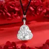 Pingente de Buda Risonho Banhado a Cobre com Ouro de Areia Antigo Incrustado com Diamantes, Buda Maitreya, da Loja Same Gold, Corrente para Suéter, Colar Masculino e Feminino