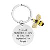 Llavero transfronterizo de acero inoxidable con diseño de abeja feliz para el Día del Maestro, regalo al por mayor