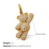 Colgante de Oso Nuevo Incrustado de Diamantes Europeos y Americanos de Acero de Titanio, Colección de Accesorios Creativos para Collar de Perlas y Pulseras DIY, Hecho a Mano