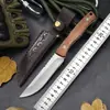 Cuchillo de fruta de acero inoxidable, cuchillo de carne de mano, cuchillo de melón doméstico, cuchillo de corte de carne para acampar al aire libre, cuchillo portátil con mango de madera para barbacoa