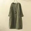 Outono e Inverno Novo Vestido de Veludo Cotelê Retro Cor Sólida Vestido Solto Roupa Feminina Plus Size para Meninas Cheinhas
