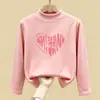 Roupa térmica feminina com forro de fleece, novo estilo outono e inverno 2026, segunda pele infantil de manga comprida, camiseta interna escovada para meninas