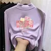 Top Básico de Manga Larga Casual De Rong para Niños Colección Otoño/Invierno 2026 Nuevo Top de Otoño para Niñas con Cuello Semi-Alto