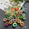 Anillos de Correr de Jade, Anillos Redondos de Agujero Grande Verde Ba Shan, Cuentas de Ábaco en Forma de Rosquilla, Cuentas Espaciadoras, Accesorios para Joyería, Materiales para Manualidades al por Mayor