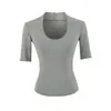 Camiseta de Manga Média com Decote V Estilo Garota Sexy Desejo Puro para Mulheres, Versátil de Verão, Elástica, Slim Fit, Cintura Marcada, Justa, Camiseta Básica
