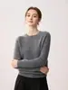 Suéter 100% cachemira pura para mujer, con diseño de hombro raglán, cuello redondo engrosado, mangas largas y un estilo simple y versátil adecuado para el uso diario