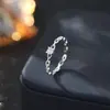 Corrente de Prata Pura S999 Abao Anel com Zircônia Luxo Leve Design Simples da Moda High-End Joias Versáteis da Moda Atacado