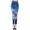 Leggings con estampado de mezclilla de imitación azul para mujer, de Amazon, muy vendidos en Europa y América, con cintura alta, de algodón y transpirables.