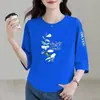 Comercio exterior transfronterizo ropa de maternidad, camiseta de manga tres cuartos para mujeres de mediana edad y mayores, holgada, casual, top básico versátil