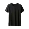Camiseta de manga corta de malla de seda de hielo para hombre, cuello redondo, manga corta, sudadera holgada de talla grande, transpirable, de secado rápido