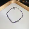 Pulsera de Zircón Morado Manta Perla Rosa, Pulsera Estilo Moda Retro Francés, Joyería de Lujo Ligero y de Alta Gama