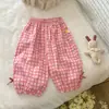 Pantalones Antimosquitos de Estilo Coreano Dulce con Estampado de Lazo para Niñas, Verano, Delgados, Transpirables, de Nueve Puntos con Puño