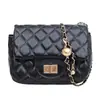 Bolso Estilo Tweed para Mujer 2024 Nuevo de Moda de Gama Alta Pequeño Bolso de Cadena Acolchado con Bolas Doradas Bolso de Hombro Único Cruzado