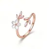 Anillo de Flor con Incrustaciones de Diamantes Yuanfan S925 Plata de Ley para Mujer, Estilo Fresco Casual de Moda con un Toque de Alta Gama, Anillo Ajustable Versátil
