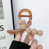 Pinza de Agarre Elegante Estilo Francés Marrón Transparente Pinza para el Cabello Redonda Rosa Claro con Perlas Pinza Tiburón Exquisita de Alta Calidad Todo Fósforo Ins