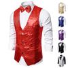 Chaleco para hombre Lentejuelas Abrigo de Vestir para Actuación Club Nocturno Anfitrión para Hombre MC Estudio Chaleco MJ30