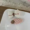 Novo Presilha de Cabelo Rosa Estilo Coreano Bordada de Bolinhas Tecido Infantil para Franja Lateral Acessório de Cabelo para Meninas