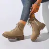 Zapatos de Algodón Nuevos de Otoño e Invierno Transfronterizos Europeos y Americanos Talla Grande Botas Martin de Invierno de Caña Alta Calientes con Felpa Zapatos Deportivos para Mujer